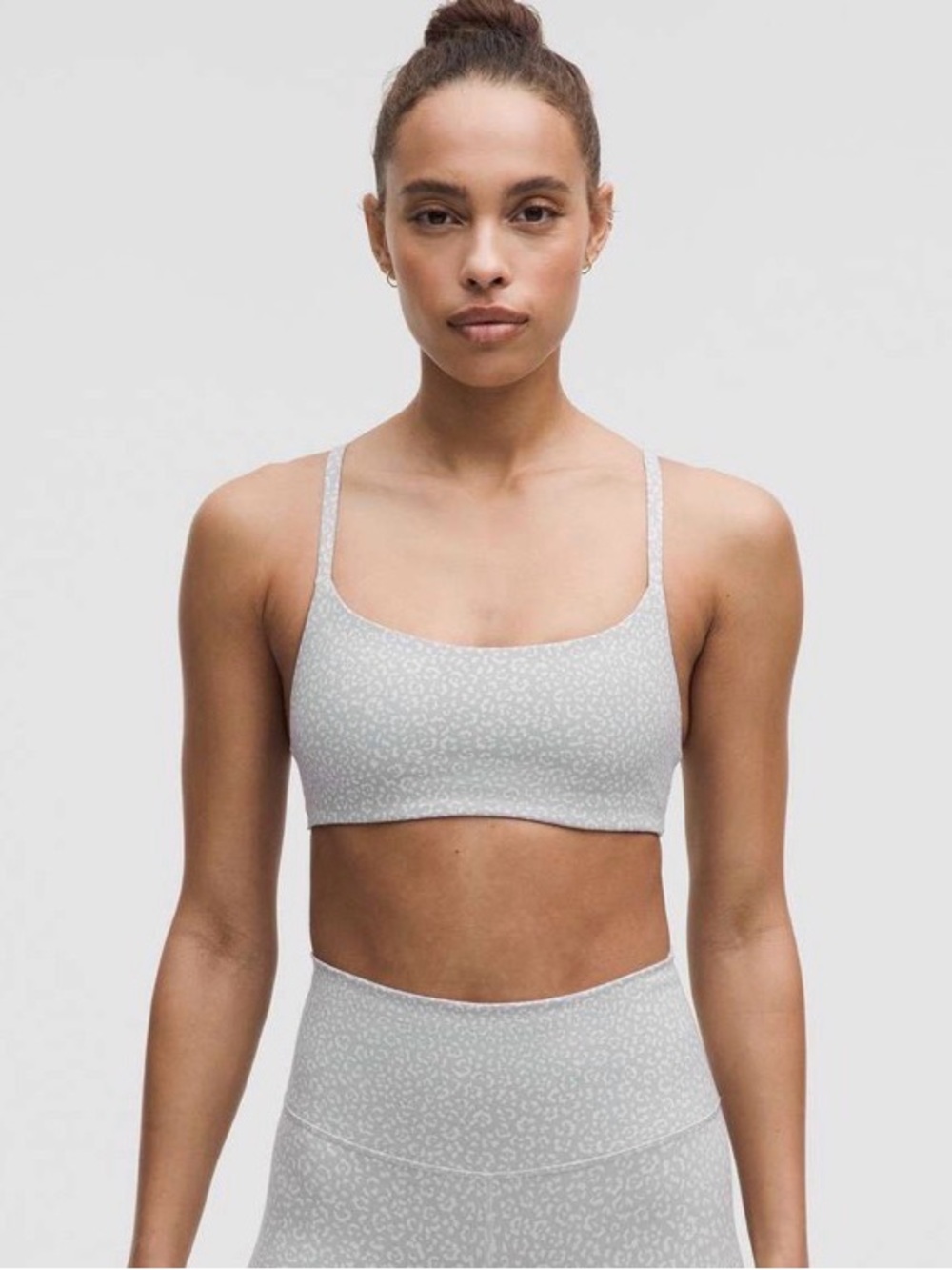 Lululemon Wunder Train Strappy Racer Bra Sz6 leopard daisy starlight multi grey